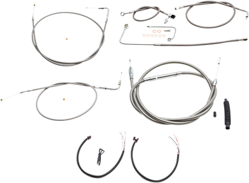 0610-1796 - LA CHOPPERS Handlebar Cable/Brake Line Kit - Complete - 12" - 14" Ape Hanger Handlebars - Stainless LA-8151KT2A-13