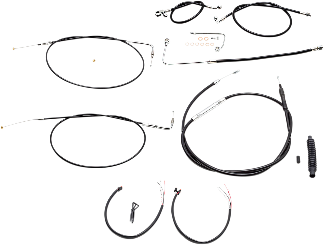 0610-1800 - LA CHOPPERS Handlebar Cable/Brake Line Kit - Complete - 15" - 17" Ape Hanger Handlebars - Black Vinyl LA-8151KT2A-16B