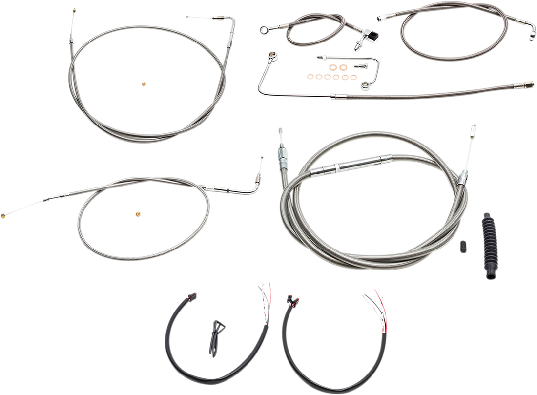 0610-1802 - LA CHOPPERS Handlebar Cable/Brake Line Kit - Complete - 18" - 20" Ape Hanger Handlebars - Stainless LA-8151KT2A-19