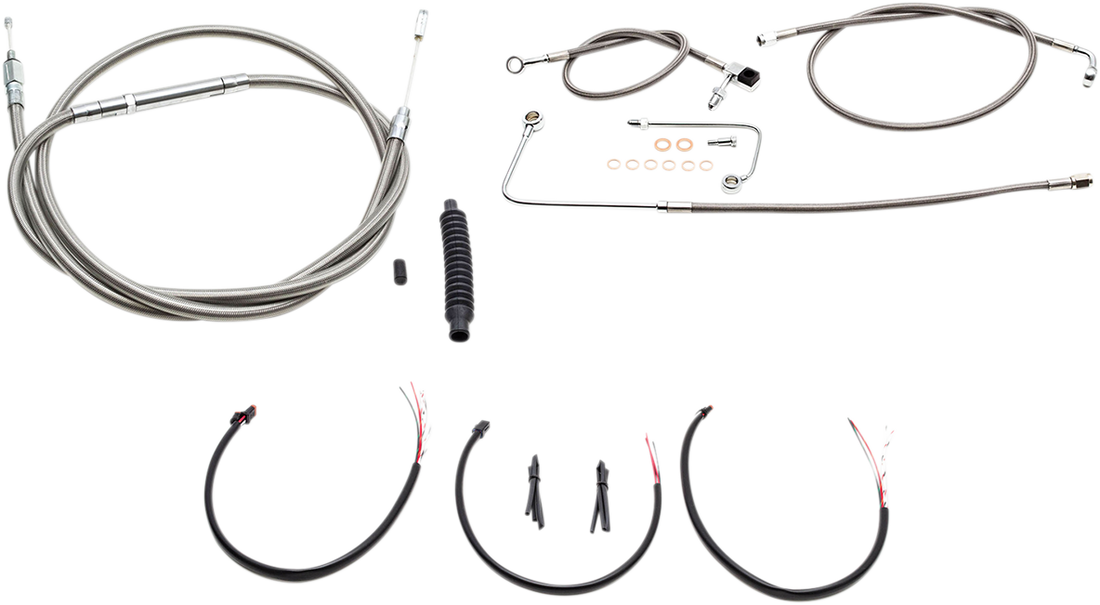 0610-1811 - LA CHOPPERS Handlebar Cable/Brake Line Kit - Complete - Mini Ape Hanger Handlebars - Stainless LA-8151KT2B-08