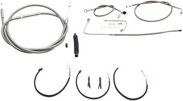 0610-1814 - LA CHOPPERS Handlebar Cable/Brake Line Kit - Complete - 12" - 14" Ape Hanger Handlebars - Stainless LA-8151KT2B-13