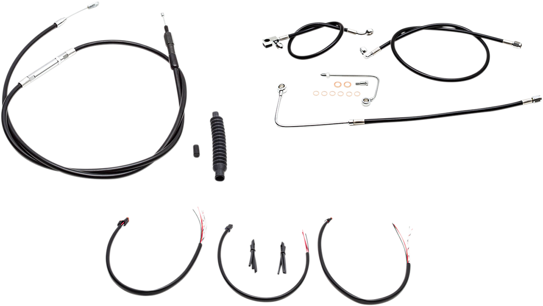 0610-1815 - LA CHOPPERS Handlebar Cable/Brake Line Kit - Complete - 12" - 14" Ape Hanger Handlebars - Black Vinyl LA-8151KT2B-13B