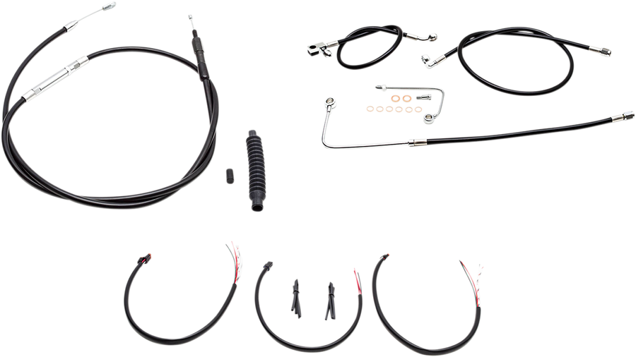 0610-1818 - LA CHOPPERS Handlebar Cable/Brake Line Kit - Complete - 15" - 17" Ape Hanger Handlebars - Black Vinyl LA-8151KT2B-16B