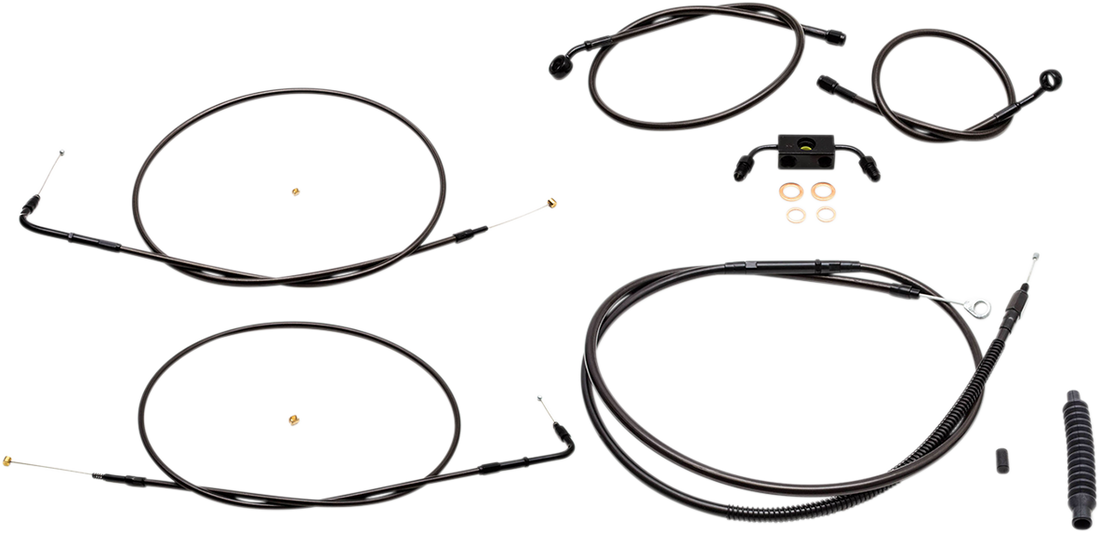 0610-1828 - LA CHOPPERS Handlebar Cable/Brake Line Kit - 12" - 14" Ape Hanger Handlebars - Midnight LA-8211KT-13M