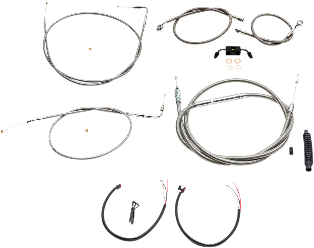 0610-1835 - LA CHOPPERS Handlebar Cable/Brake Line Kit - Complete - Mini Ape Hanger Handlebars - Stainless LA-8211KT2-08