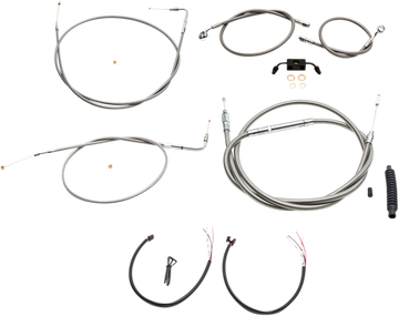0610-1838 - LA CHOPPERS Handlebar Cable/Brake Line Kit - Complete - 12" - 14" Ape Hanger Handlebars - Stainless LA-8211KT2-13