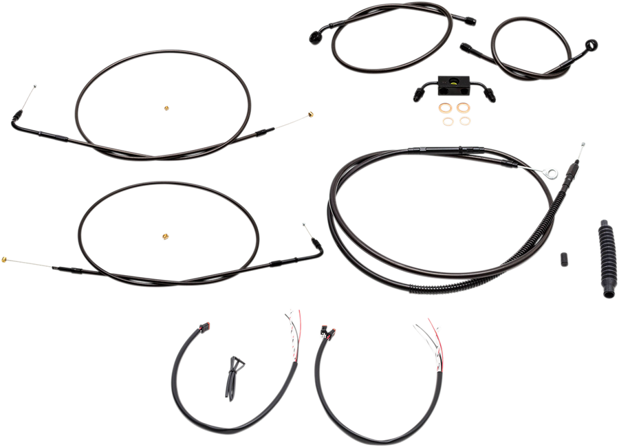 0610-1843 - LA CHOPPERS Cable Kit - 15" - 17" Ape Hanger Handlebars - Midnight LA-8211KT2-16M