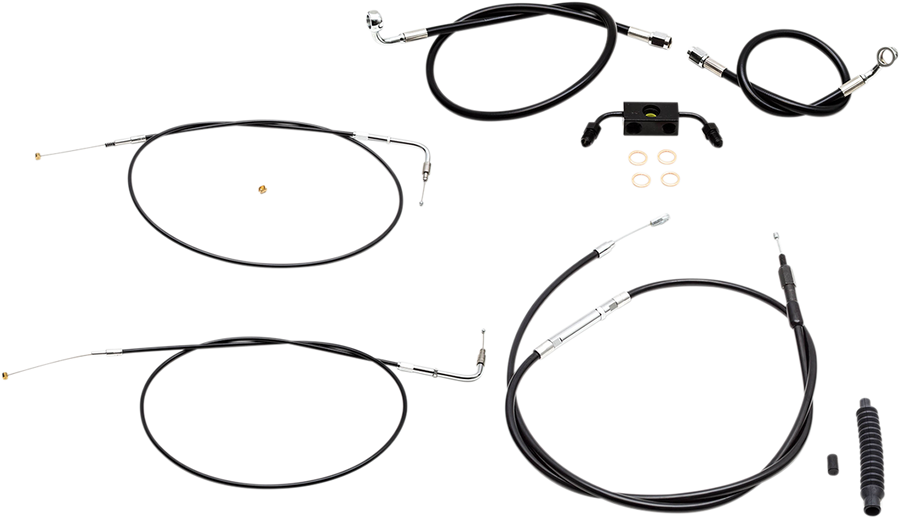 0610-1851 - LA CHOPPERS Handlebar Cable/Brake Line Kit - 12" - 14" Ape Hanger Handlebars - Black Vinyl LA-8321KT-13B