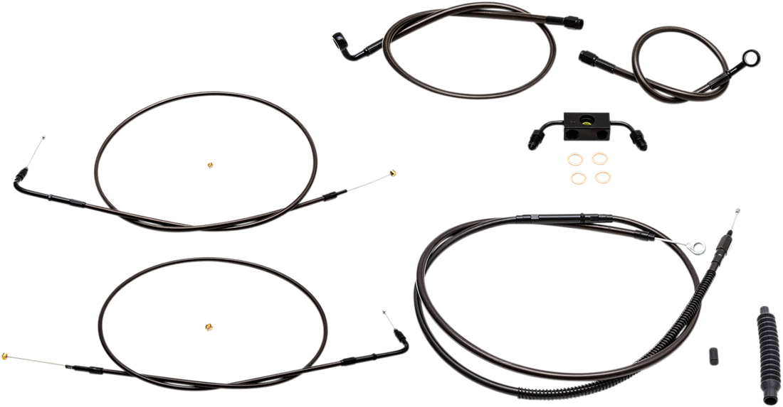 0610-1852 - LA CHOPPERS Handlebar Cable/Brake Line Kit - 12" - 14" Ape Hanger Handlebars - Midnight LA-8321KT-13M