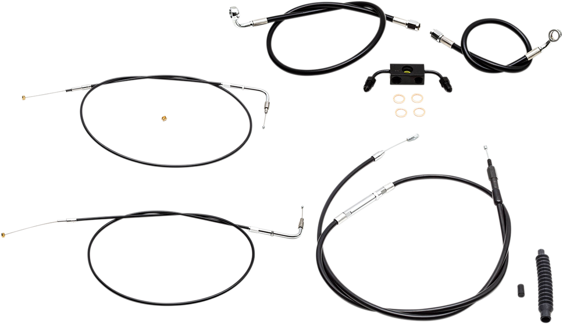 0610-1854 - LA CHOPPERS Handlebar Cable/Brake Line Kit - 15" - 17" Ape Hanger Handlebars - Black Vinyl LA-8321KT-16B