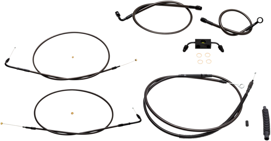 0610-1855 - LA CHOPPERS Handlebar Cable/Brake Line Kit - 15" - 17" Ape Hanger Handlebars - Midnight LA-8321KT-16M