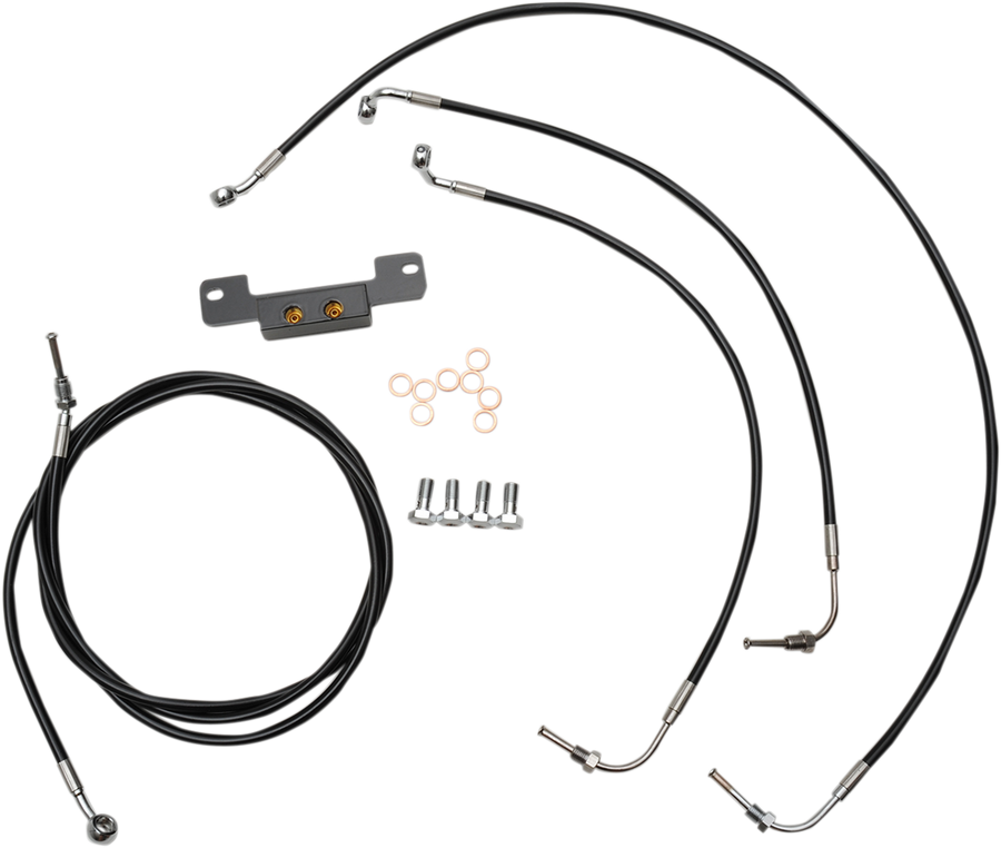 0662-0202 - LA CHOPPERS Handlebar Cable/Brake Line Kit - 15" - 17" Ape Hanger Handlebars - Black Vinyl LA-8055KT-16B