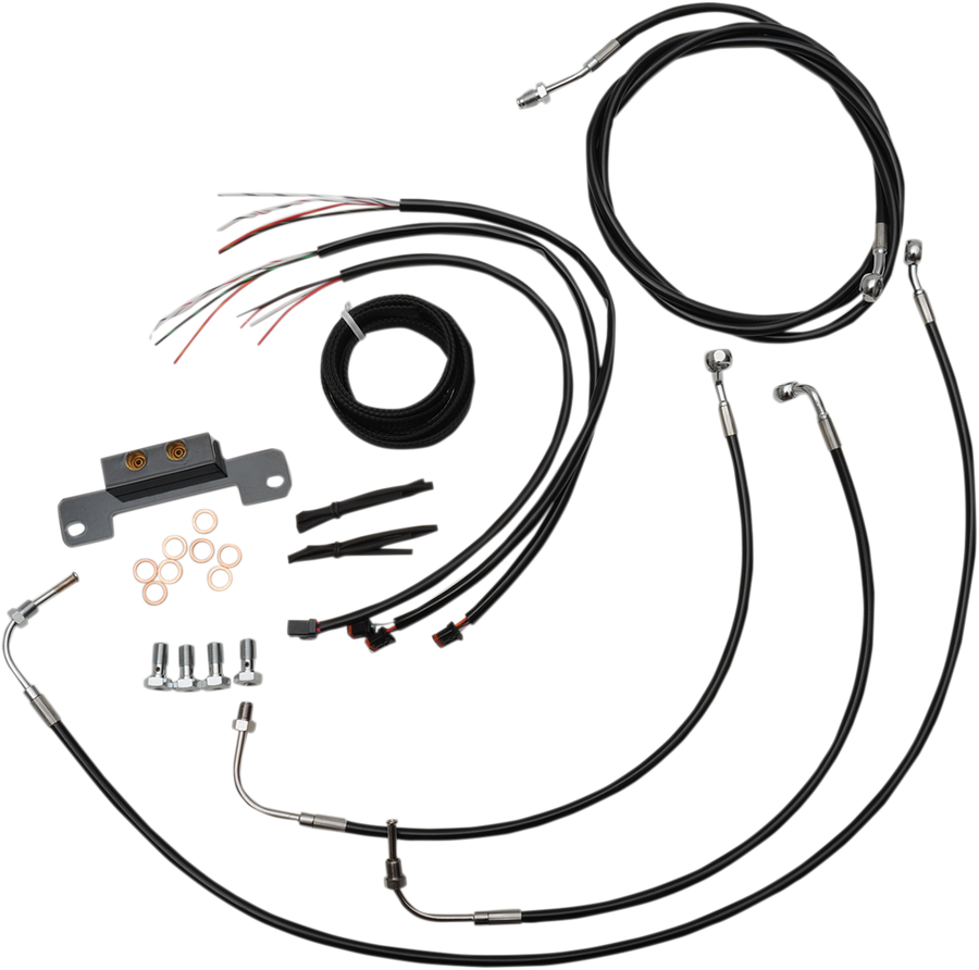 0662-0208 - LA CHOPPERS Handlebar Cable/Brake Line Kit - Complete - Mini Ape Hanger Handlebars - Black Vinyl LA-8055KT2-08B