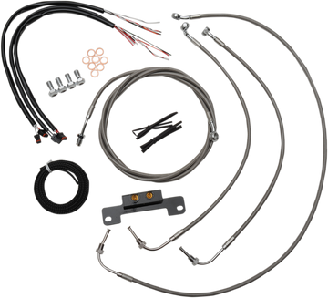 0662-0210 - LA CHOPPERS Handlebar Cable/Brake Line Kit - Complete - 12" - 14" Ape Hanger Handlebars - Stainless LA-8055KT2-13