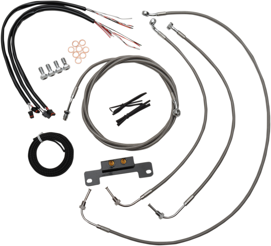 0662-0210 - LA CHOPPERS Handlebar Cable/Brake Line Kit - Complete - 12" - 14" Ape Hanger Handlebars - Stainless LA-8055KT2-13