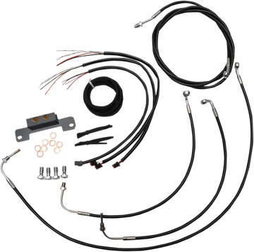 0662-0214 - LA CHOPPERS Handlebar Cable/Brake Line Kit - Complete - 15" - 17" Ape Hanger Handlebars - Black Vinyl LA-8055KT2-16B