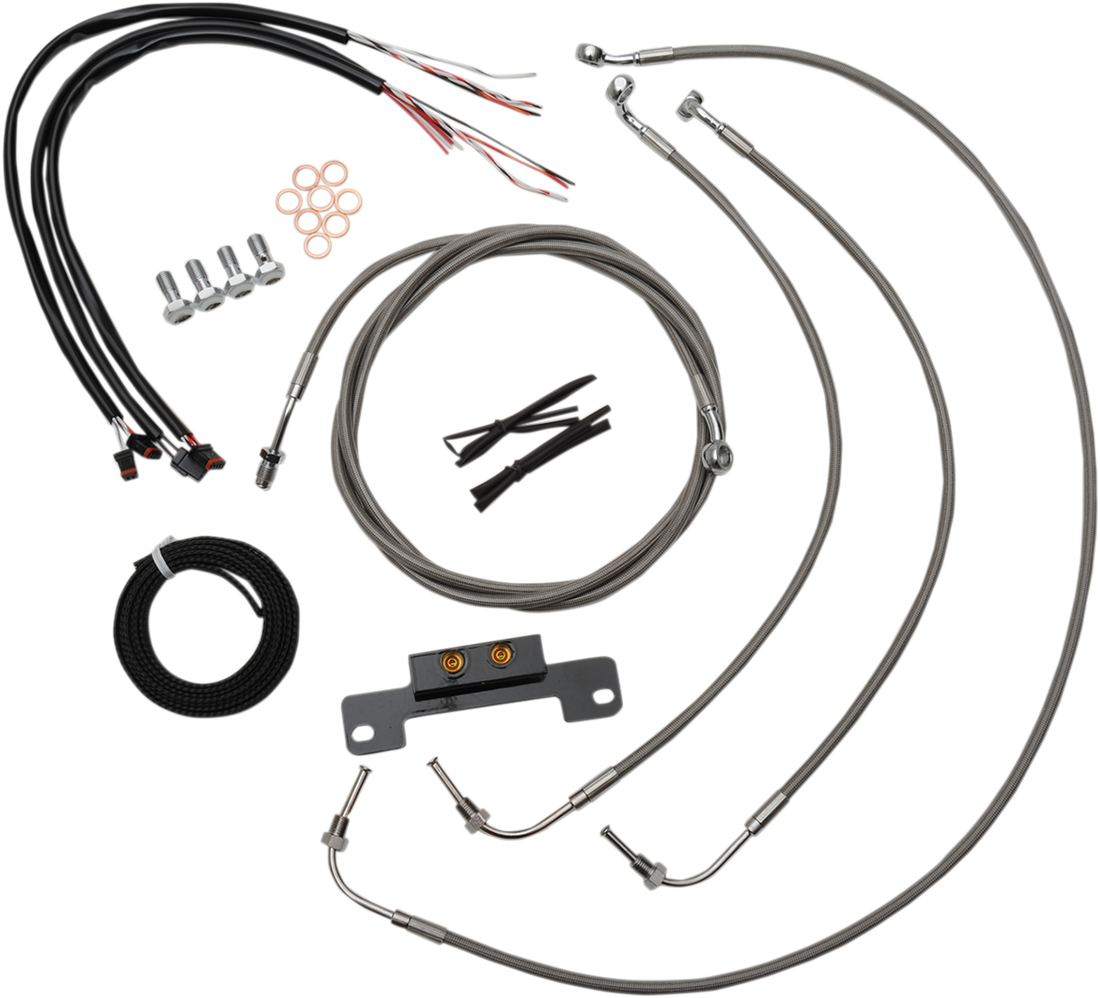 0662-0216 - LA CHOPPERS Handlebar Cable/Brake Line Kit - Complete - 18" - 20" Ape Hanger Handlebars - Stainless LA-8055KT2-19