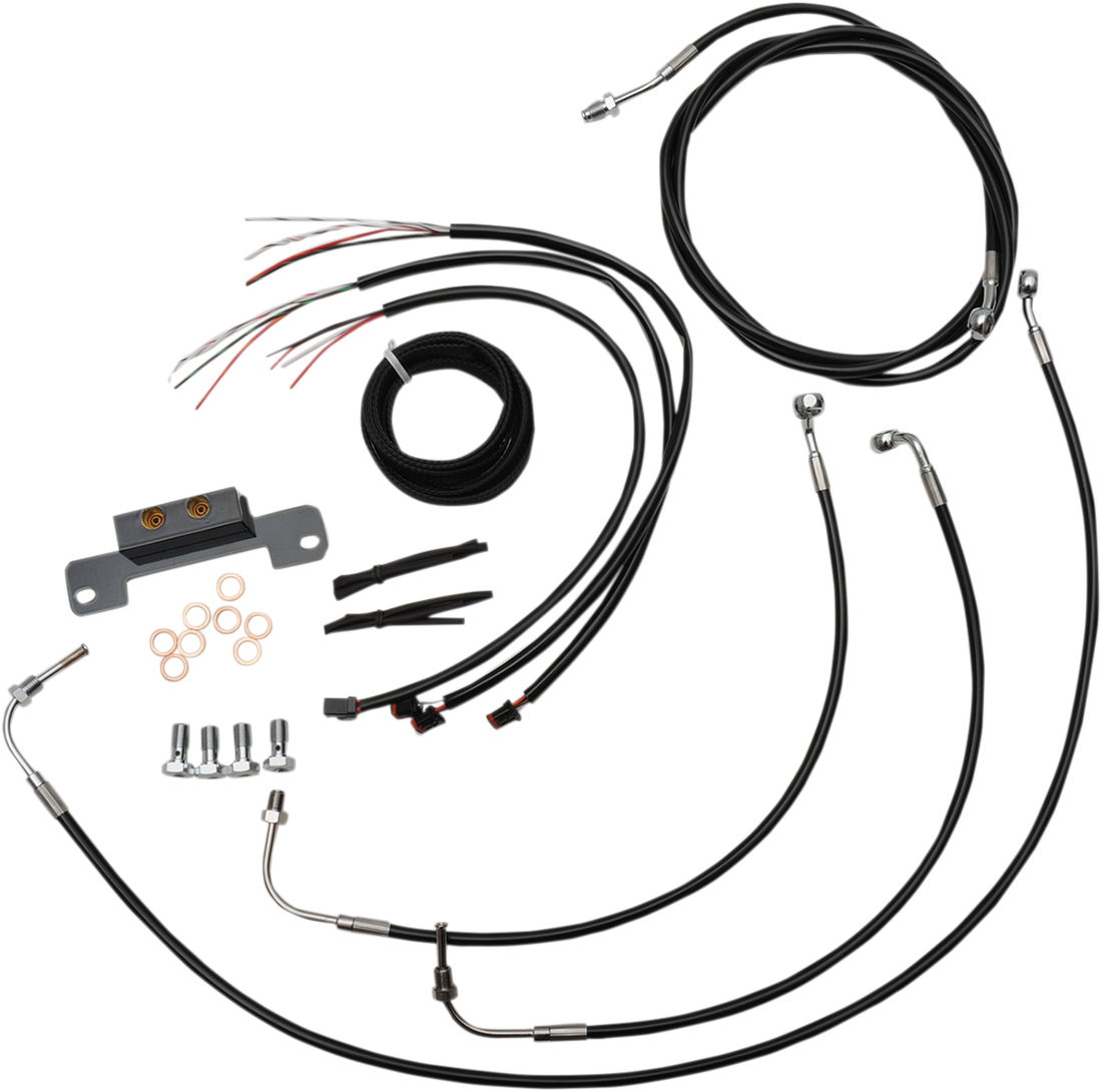 0662-0217 - LA CHOPPERS Handlebar Cable/Brake Line Kit - Complete - 18" - 20" Ape Hanger Handlebars - Black Vinyl LA-8055KT2-19B