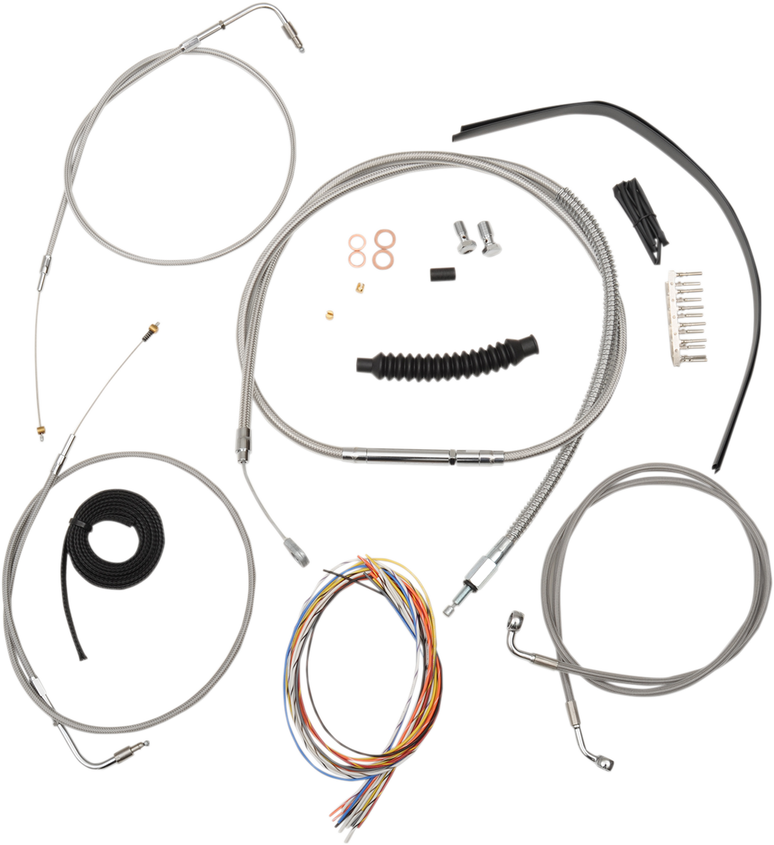 0662-0430 - LA CHOPPERS Handlebar Cable/Brake Line Kit - Complete - 15" - 17" Ape Hanger Handlebars - Stainless LA-8230KT2-16