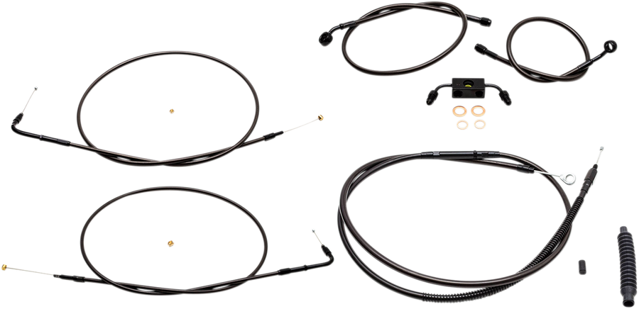 0662-0441 - LA CHOPPERS Handlebar Cable/Brake Line Kit - 15" - 17" Ape Hanger Handlebars - Midnight LA-8231KT-16M