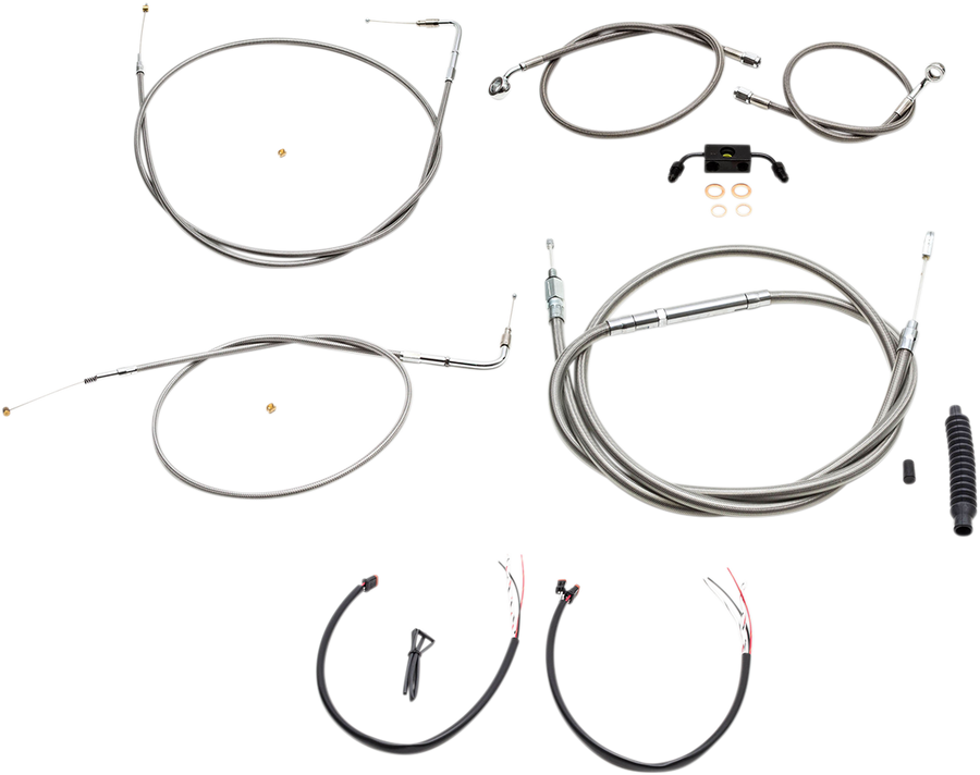 0662-0451 - LA CHOPPERS Handlebar Cable/Brake Line Kit - Complete - 18" - 20" Ape Hanger Handlebars - Stainless LA-8231KT2-19
