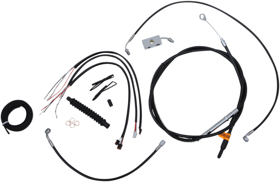 0662-0492 - LA CHOPPERS Handlebar Cable/Brake Line Kit - Complete - 12" - 14" Ape Hanger Handlebars - Black Vinyl LA-8152KT2-13B
