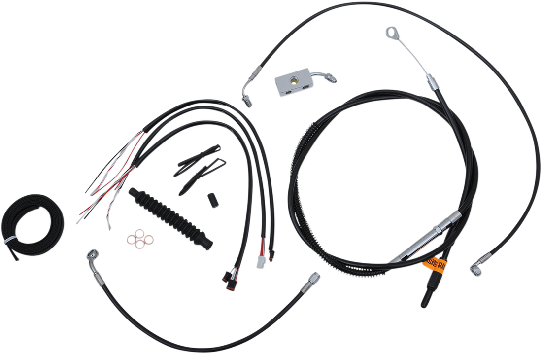 0662-0495 - LA CHOPPERS Handlebar Cable/Brake Line Kit - Complete - 15" - 17" Ape Hanger Handlebars - Black Vinyl LA-8152KT2-16B
