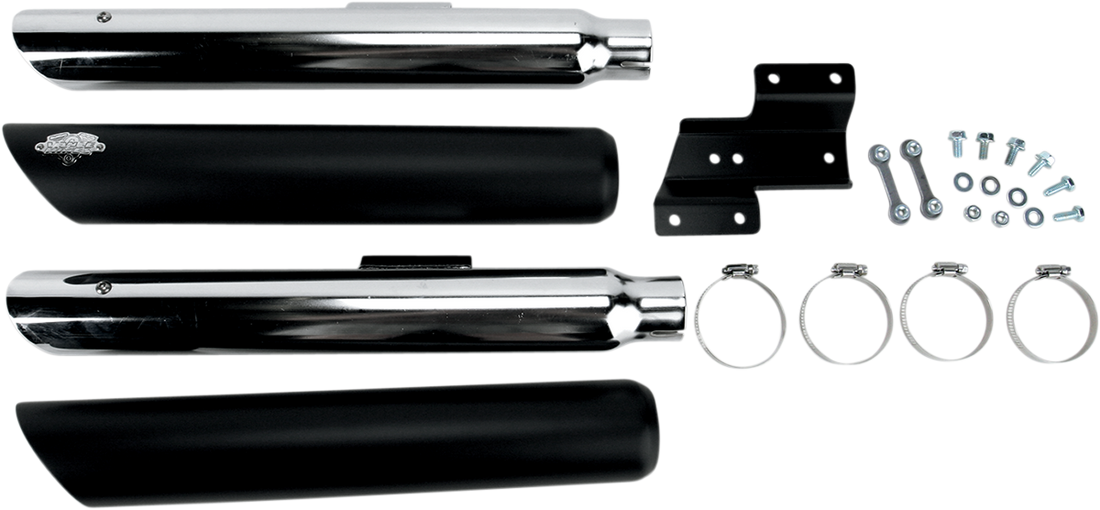 1801-0389 - VANCE & HINES Twin Slash Mufflers - Black 46841