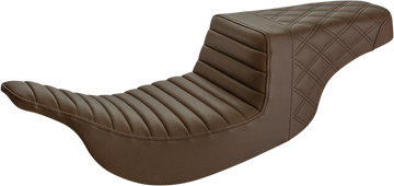 0801-1347 - SADDLEMEN Step-Up Seat - Front Tuck-n-Roll/Rear Lattice Stitch - Brown 897-07-176BR