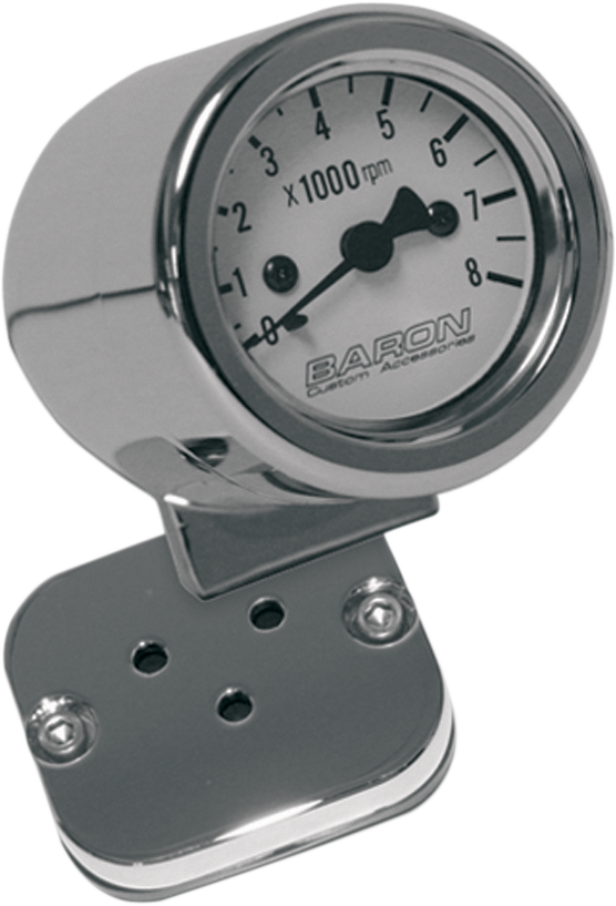 BARON Mini-Bullet Electronic Tachometer with 1" Bar Mount - Chrome - White Face - 3-3/8" L x 2-5/16" D BA-7573-00