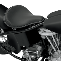 DRAG SPECIALTIES Seat - Spring Solo - Large - Black Solar-Reflective Leather/White Perimeter Stitch 0806-0048