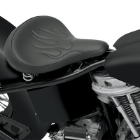 DRAG SPECIALTIES Seat - Spring Solo - Large - Black Vinyl/Flame Stitched 0806-0051