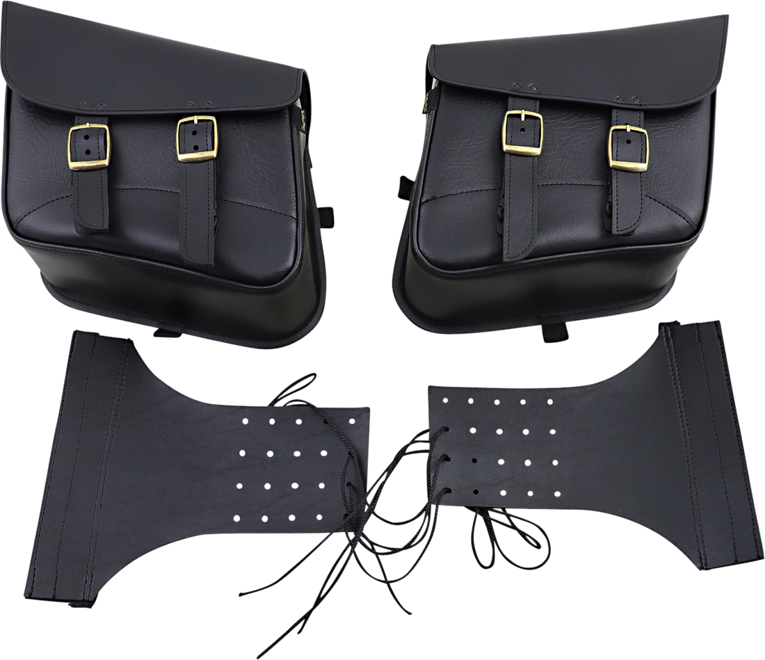 3501-1731 - WILLIE & MAX LUGGAGE Brass Monkey Saddlebags - Slant - Brass - Small 59588-08