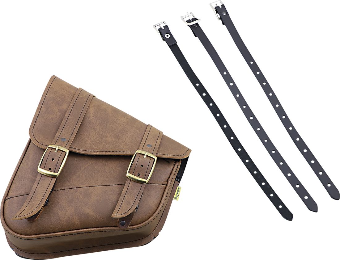 3501-1733 - WILLIE & MAX LUGGAGE Softail Swing Arm Bag - Brown 59777-08