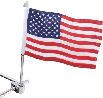 0521-1581 - SHOW CHROME Flag Pole - With Flag - Tubular Mount 4-248A