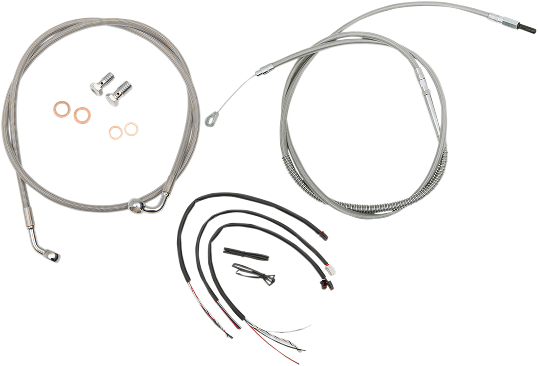 0662-0546 - LA CHOPPERS Handlebar Cable/Brake Line Kit - Complete - 12" - 14" Ape Hanger Handlebars - Stainless LA-8153KT2-13