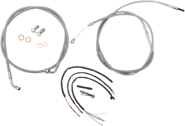 0662-0552 - LA CHOPPERS Handlebar Cable/Brake Line Kit - Complete - 18" - 20" Ape Hanger Handlebars - Stainless LA-8153KT2-19
