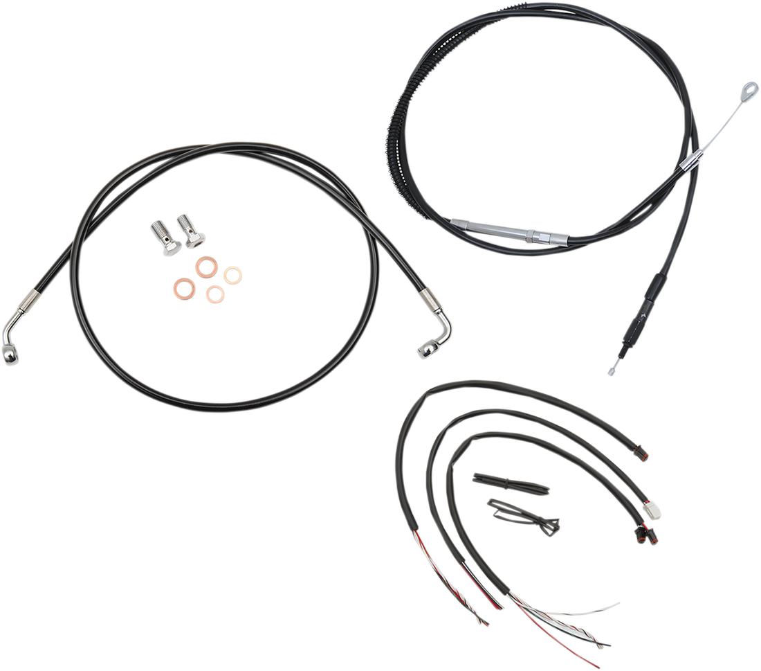 0662-0553 - LA CHOPPERS Handlebar Cable/Brake Line Kit - Complete - 18" - 20" Ape Hanger Handlebars - Black Vinyl LA-8153KT2-19B