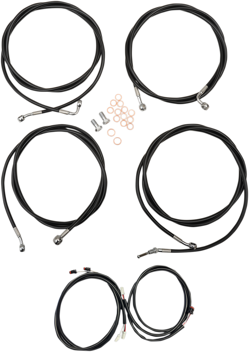 0662-0559 - LA CHOPPERS Cable Kit - 12" - 14" Ape Hanger Handlebars - Black LA-8054KT3-13B