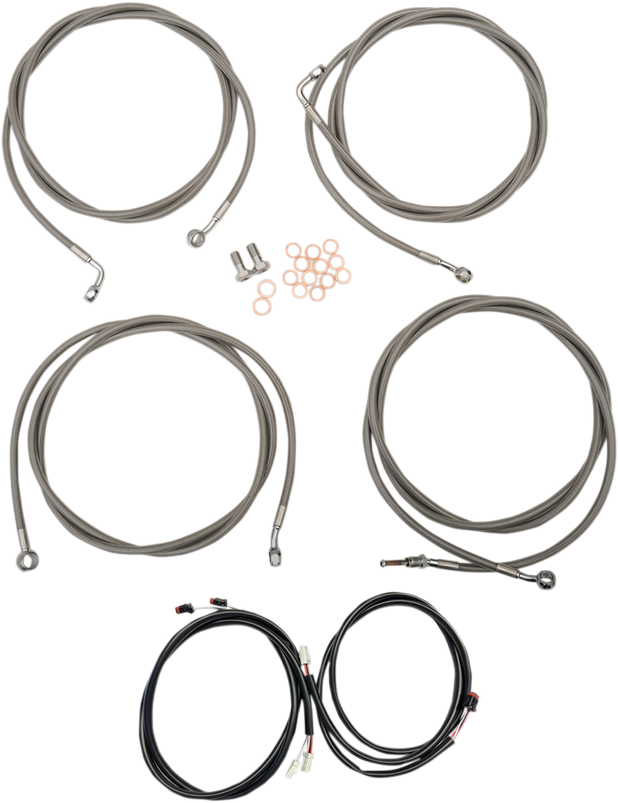 0662-0558 - LA CHOPPERS Cable Kit - 12" - 14" Ape Hanger Handlebars - Stainless LA-8054KT3-13