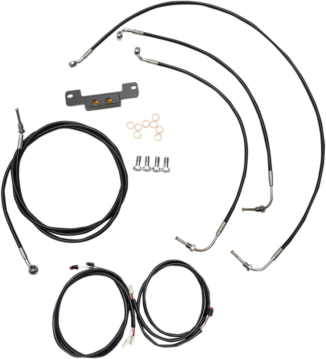 0662-0568 - LA CHOPPERS Cable Kit - 12" - 14" Ape Hanger Handlebars - Black LA-8055KT3-13B