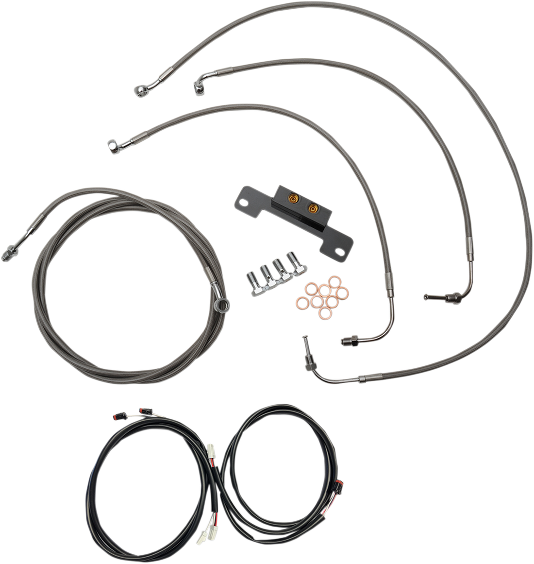 0662-0570 - LA CHOPPERS Cable Kit - 15" - 17" Ape Hanger Handlebars - Stainless LA-8055KT3-16