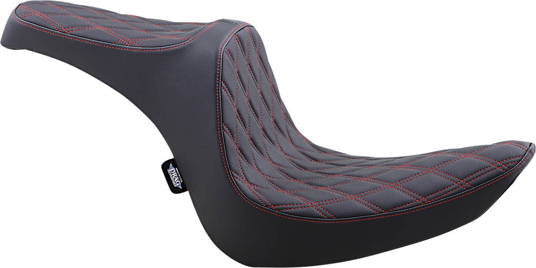 0802-1440 - DRAG SPECIALTIES Predator III Seat - Double Diamond - Black W/Red Stitching 08021440