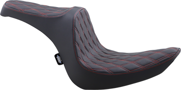 0802-1440 - DRAG SPECIALTIES Predator III Seat - Double Diamond - Black W/Red Stitching 08021440