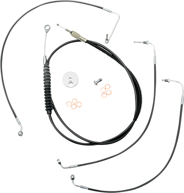 0662-0781 - LA CHOPPERS Handlebar Cable/Brake Line Kit - Mini Ape Hanger Handlebars - Black Vinyl LA-8154KT-08B