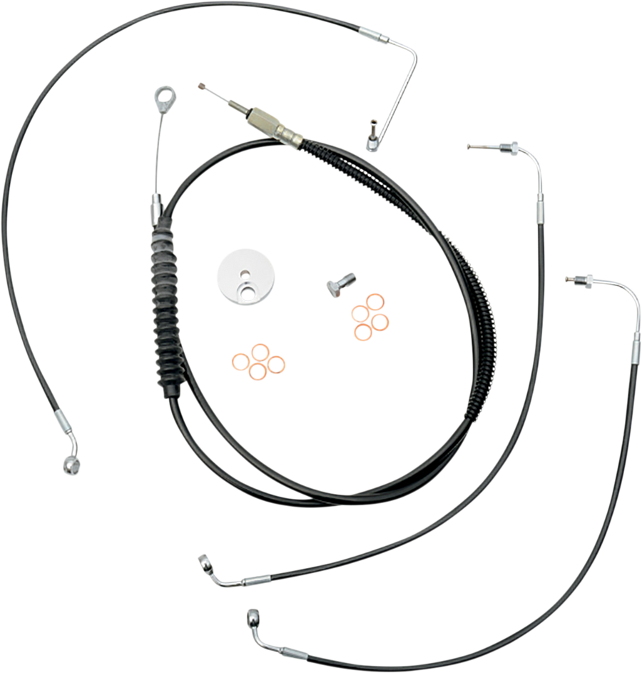 0662-0787 - LA CHOPPERS Handlebar Cable/Brake Line Kit - 15" - 17" Ape Hanger Handlebars - Black Vinyl LA-8154KT-16B