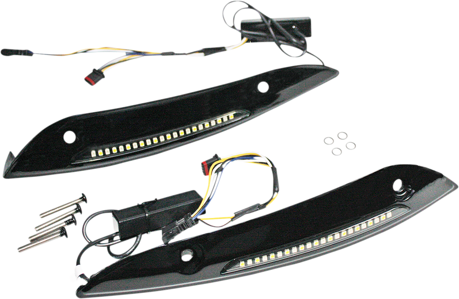 2040-2818 - CUSTOM DYNAMICS Windshield Trim - Sequential Turn Signal - Black CD-RG-SWT-AW2-B