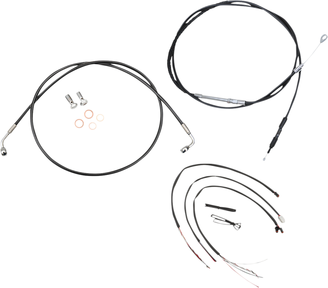 0662-0850 - LA CHOPPERS Handlebar Cable/Brake Line Kit?- Quick Connect - Complete - 12" - 14" Ape Hanger Handlebars - Black LA-8156KT2-13B