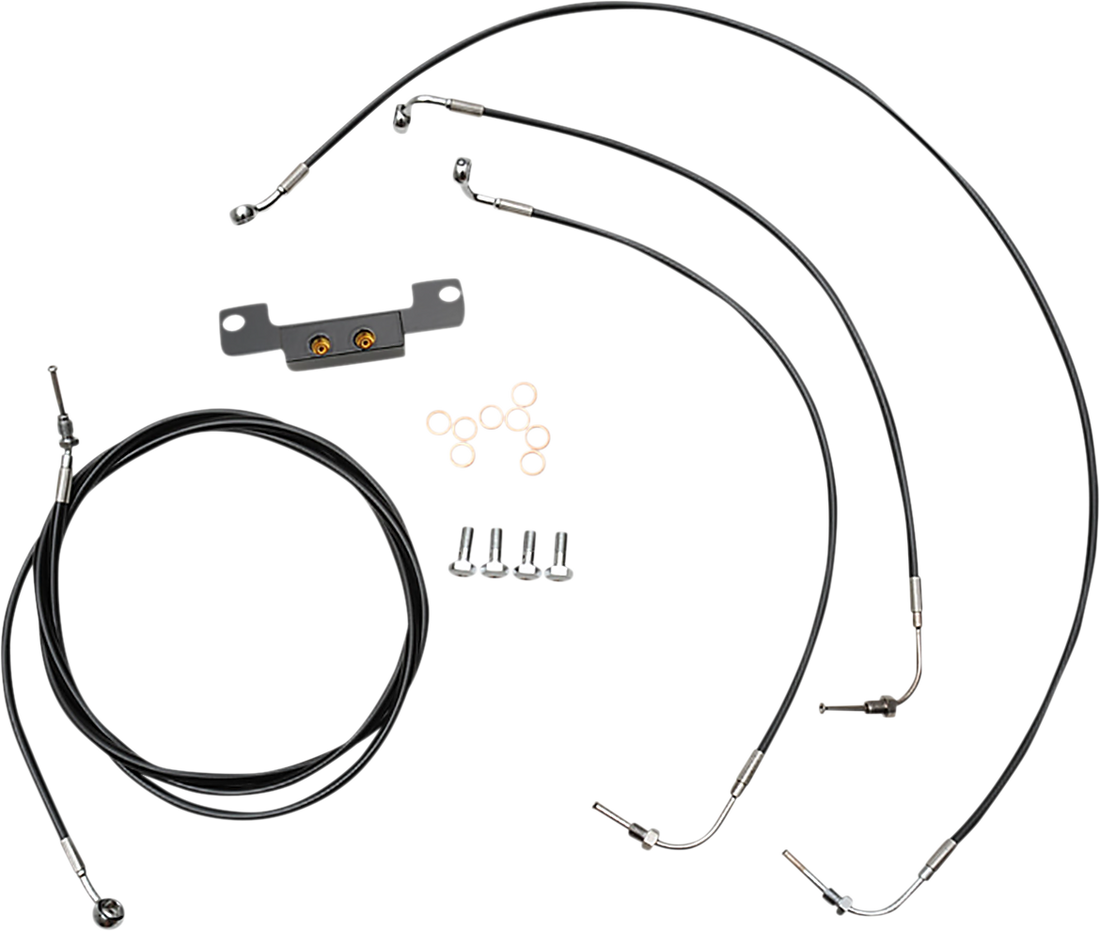 0662-0883 - LA CHOPPERS Handlebar Cable/Brake Line Kit - Stock Ape Hanger Handlebars - Black Vinyl LA-8056KT-08B