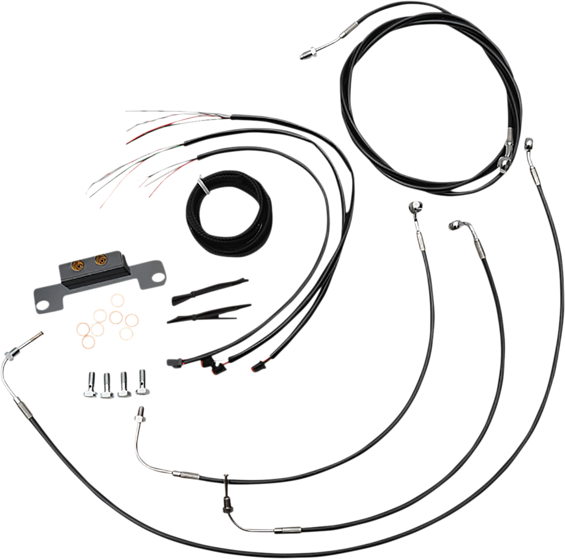 0662-0895 - LA CHOPPERS Handlebar Cable/Brake Line Kit - Complete - Stock Ape Hanger Handlebars - Black Vinyl LA-8056KT2-08B